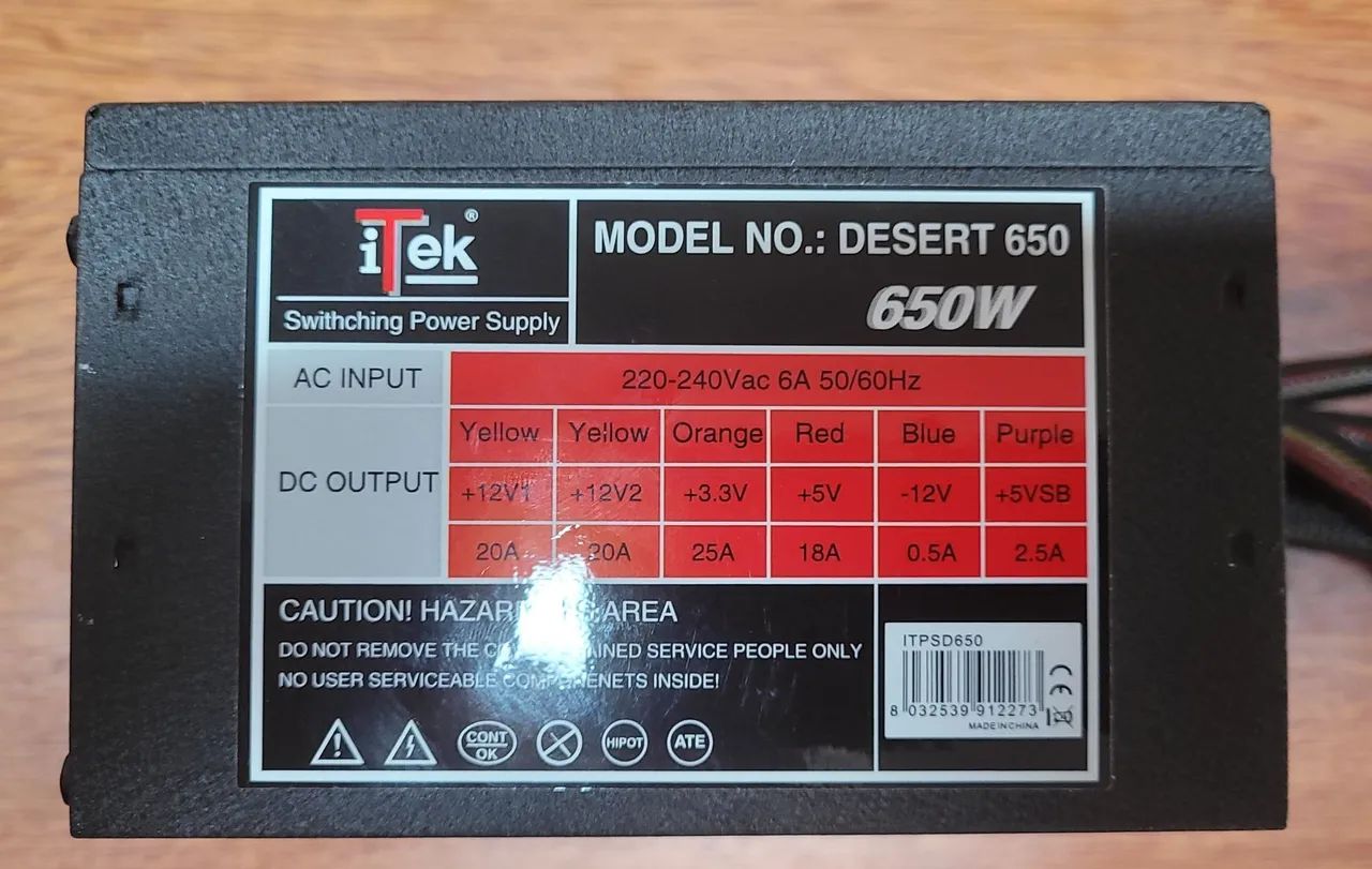 FONTE PARA COMPUTADOR GAMER iTek 650W 220V