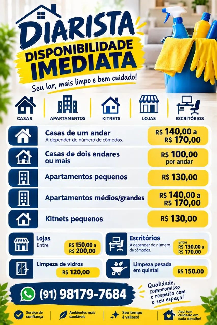 Diarista Disponibilidade Imediata