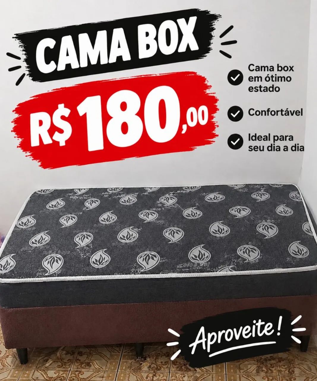 Vendo cama de solteiro box