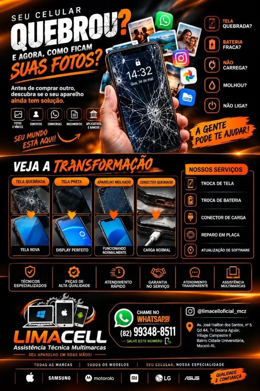 Manutenção em Celulares, tablets, computadores