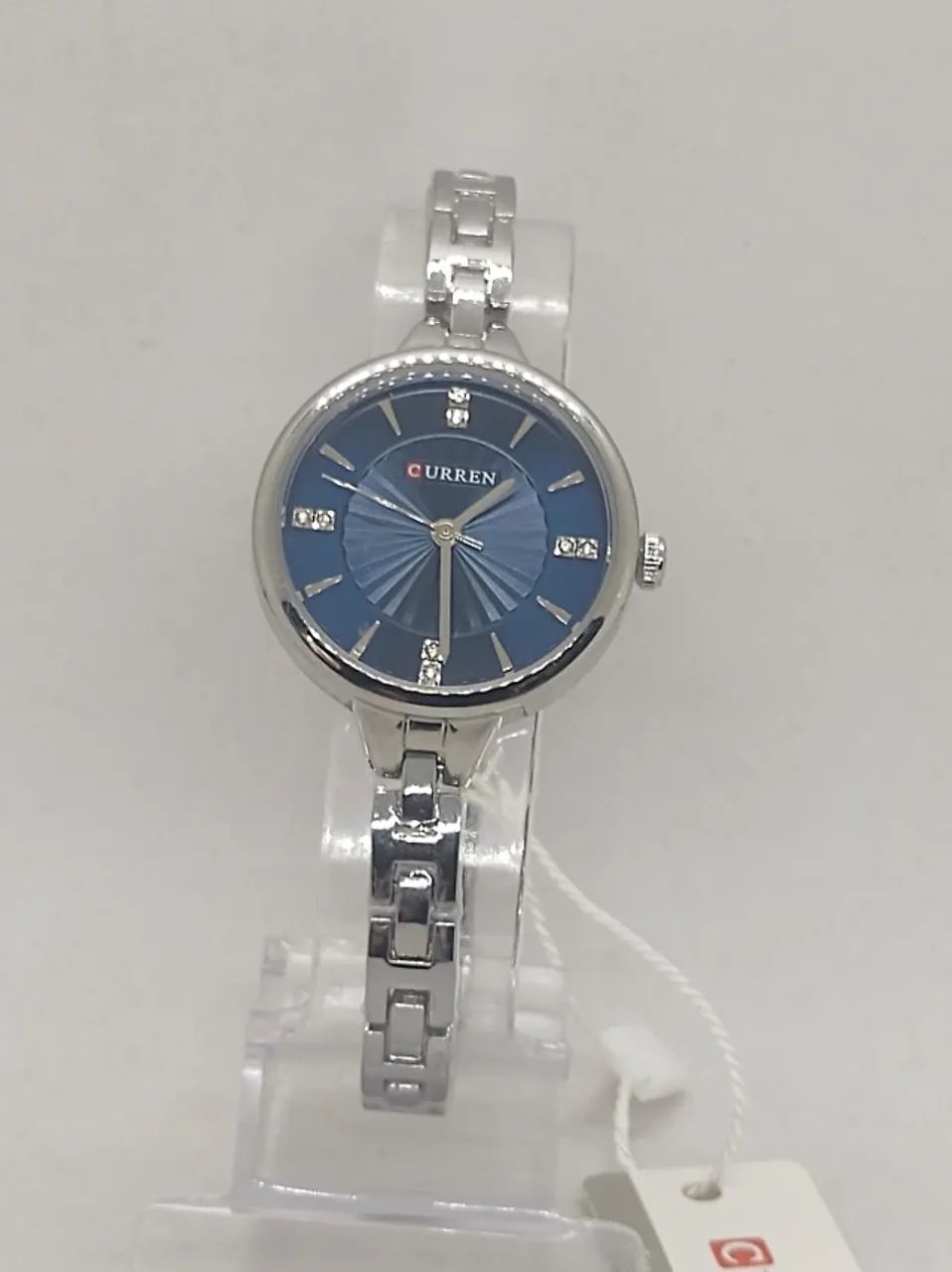 Relogio Feminino Curren Fundo Azul Pulseira Prata - Foto 2