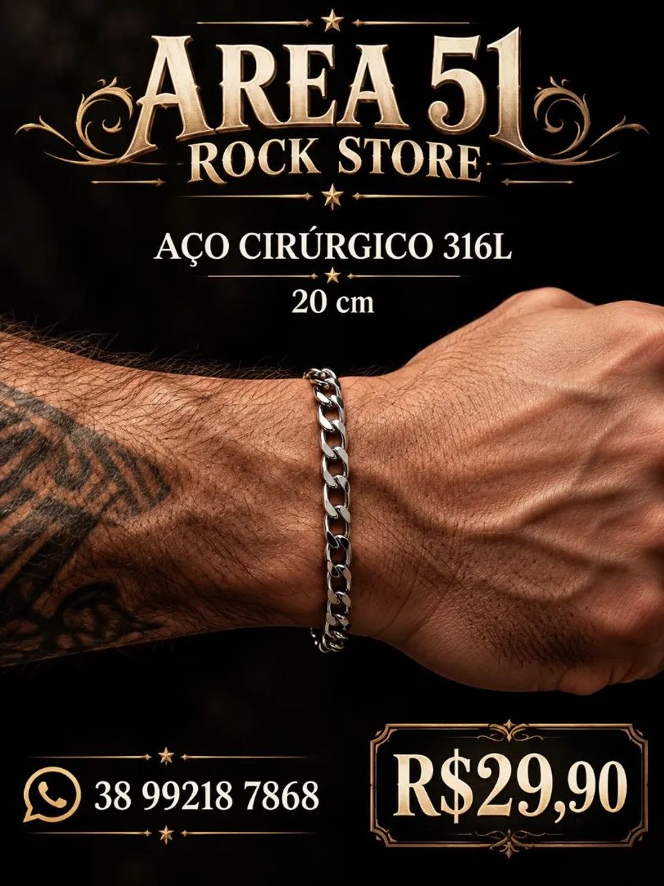 Pulseira em aço cirúrgico 316 L  - Foto 5