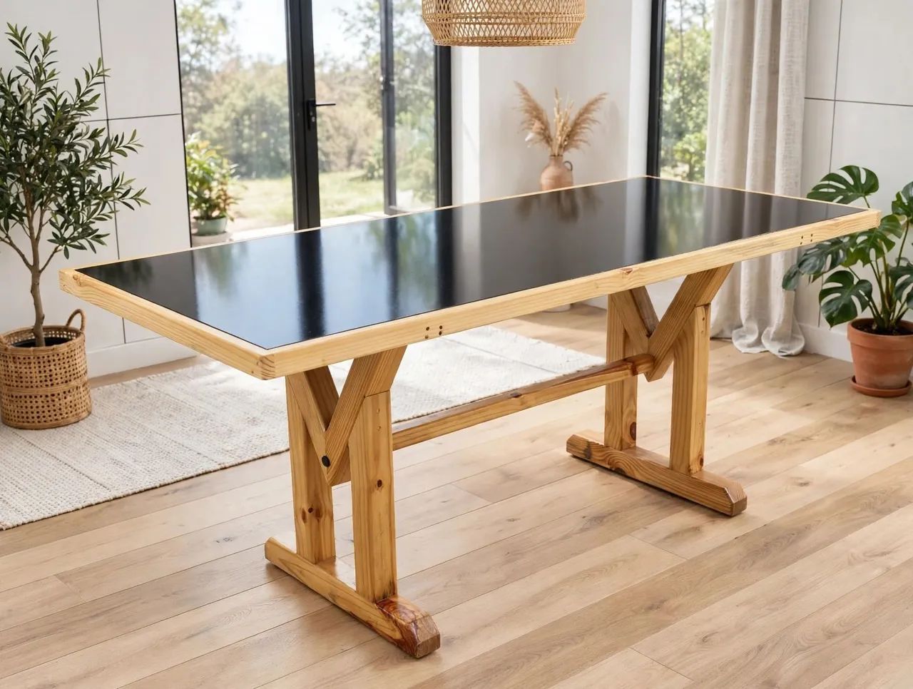 Mesa madeira maciça com vidro  - Foto 5