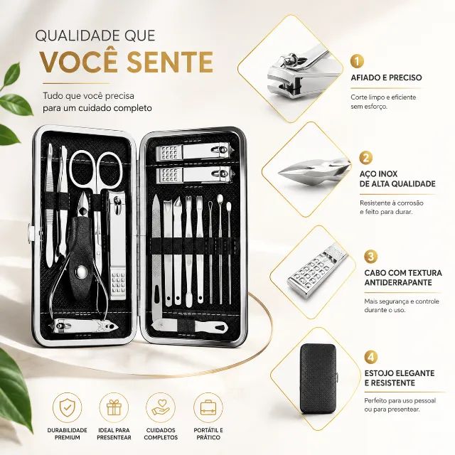 Conjunto Premium de Cortadores de Unha com Estojo Elegante e Completo - Foto 2