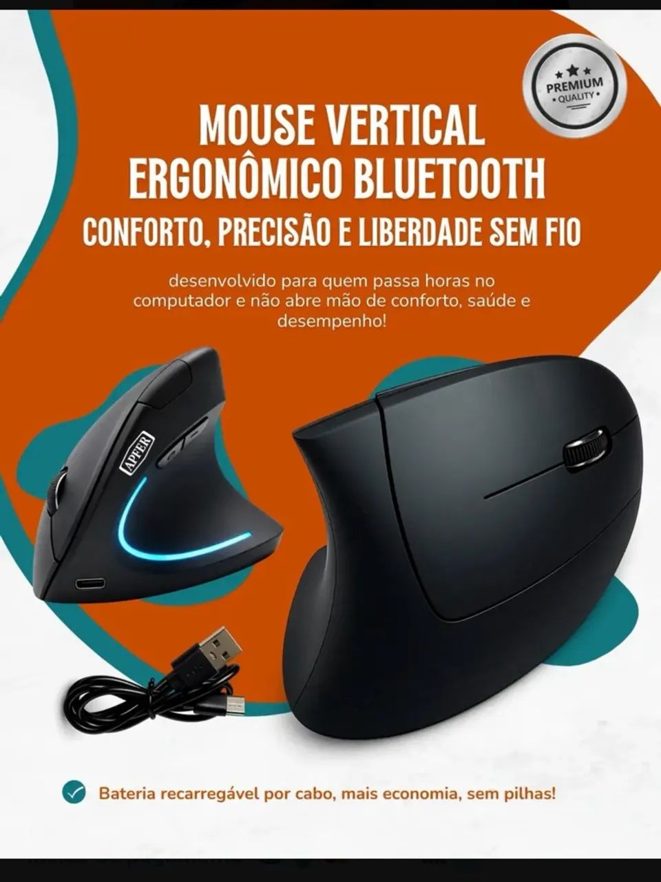 Mouse ergonômico sem fio - Foto 2