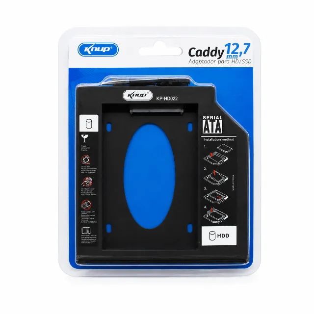 Adaptador Caddy 12.7mm Para Notebook HD SSD 2.5 Polegadas SATA Knup KP-HD022 - Foto 5