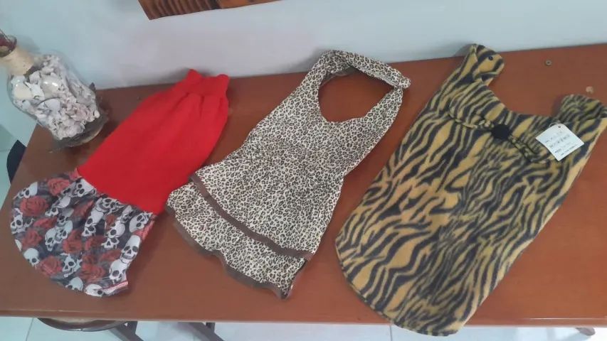 Roupa Para Cachorro Tam 22 Casaco Vestidos Pet 3 Peças