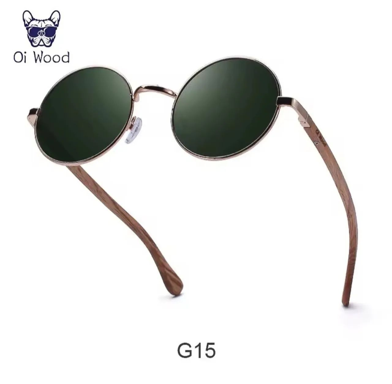Oculos escuro redondo oi Wood