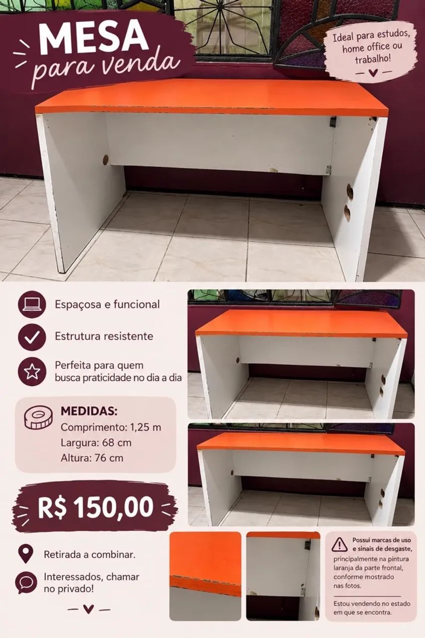 Mesa para escritório usada 
