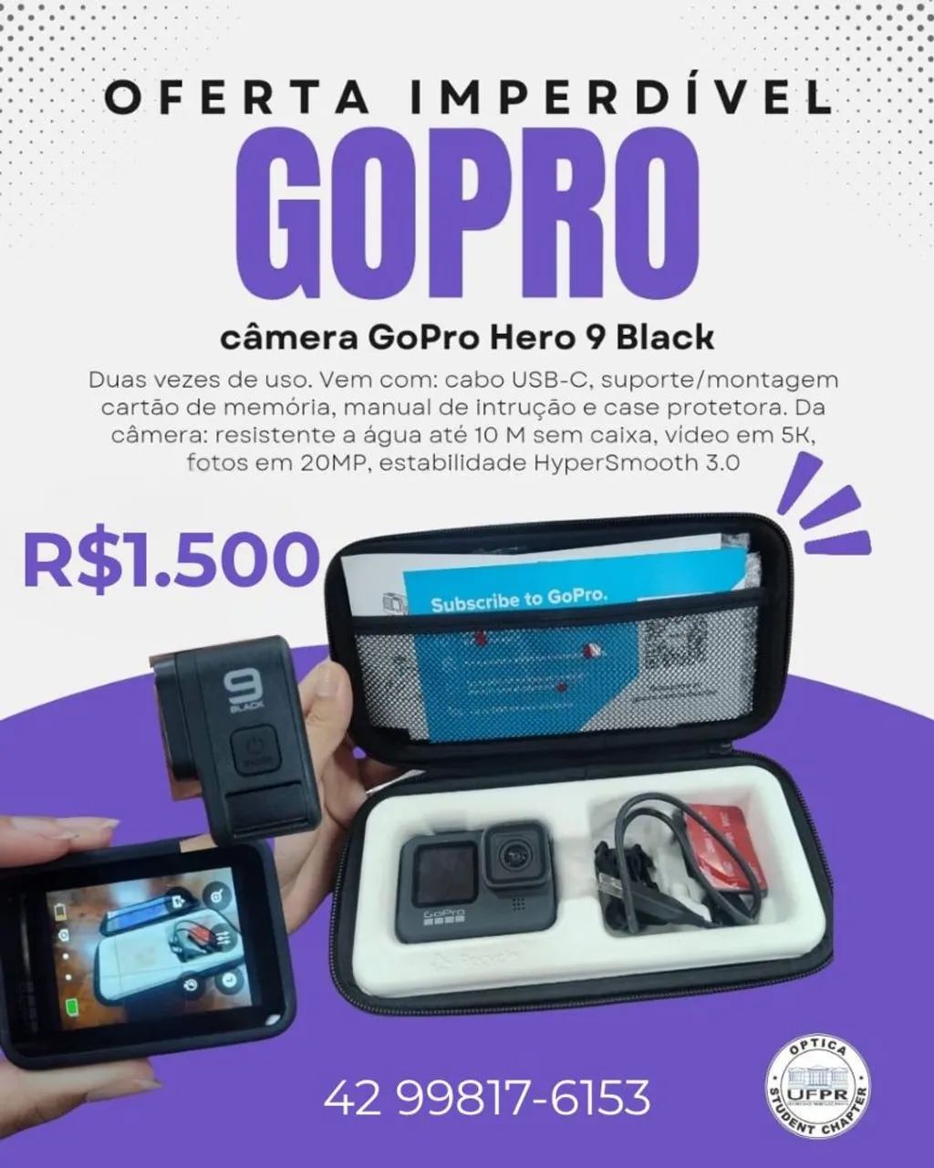 Câmera GoPro Hero 9 Black - Câmeras e Filmadoras - Cristo Rei