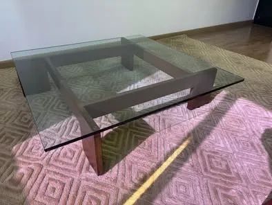 Mesa de centro Breton - base madeira tampo vidro - Foto 2
