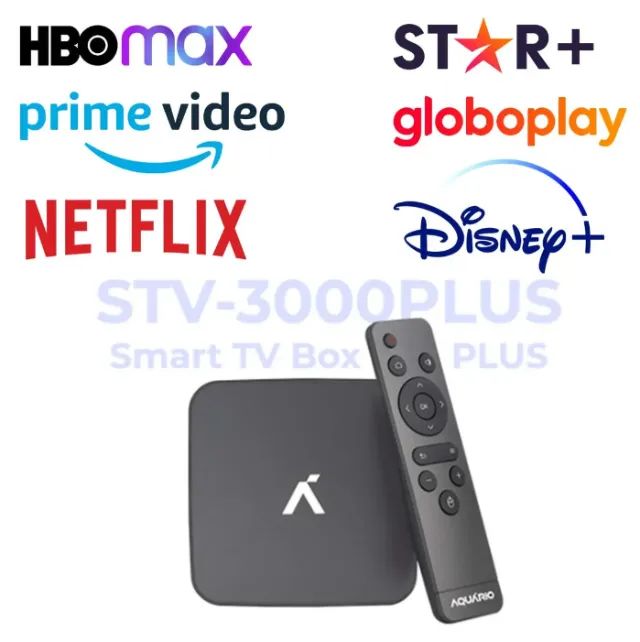 Smart Tvbox STV 3000 Plus Aquario Wifi 5ghz 2gb/16gb Netflix Prime Preto Padrão