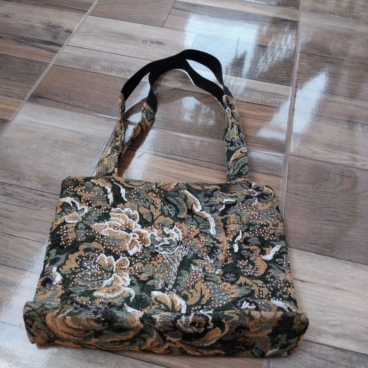 Bolsa vintage tapeçaria com strass