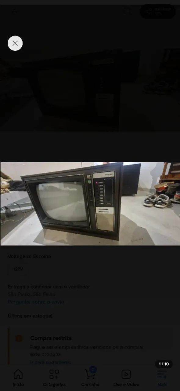 TV Antiga Vintage Sharp C-2006a (Usado)