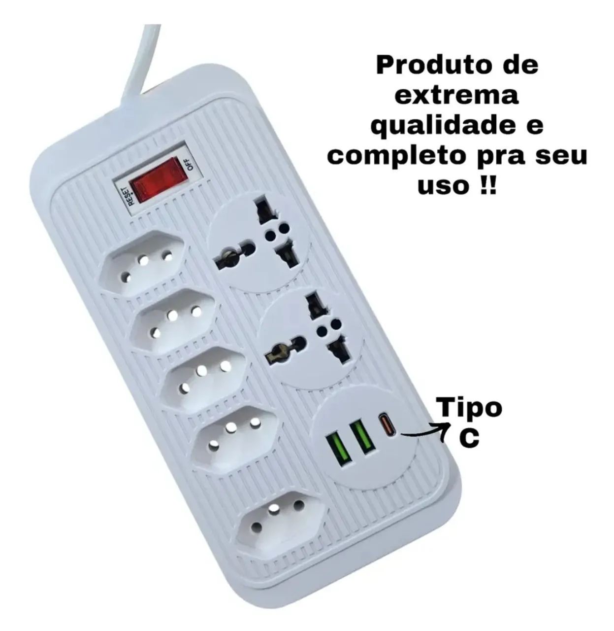 Extensão Filtro De Linha Régua Tomada Universal Usb Tipo C - Foto 2