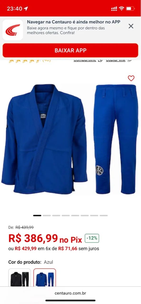 Kimono de Jiu-Jitsu Keiko Azul - Tamanho A0 | Bom Estado
