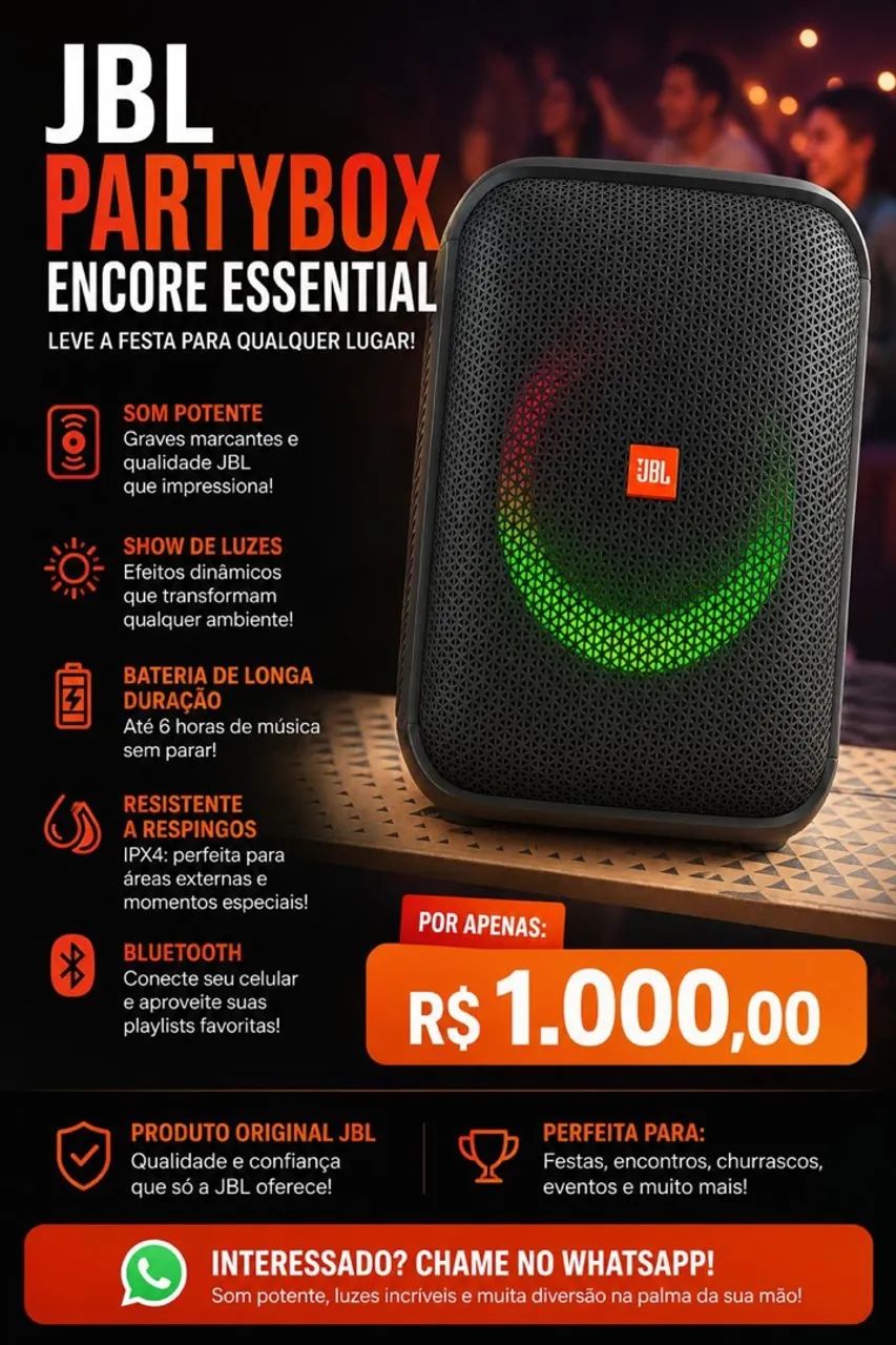 CAIXA DE SOM JBL PARTYBOX ENCORE 