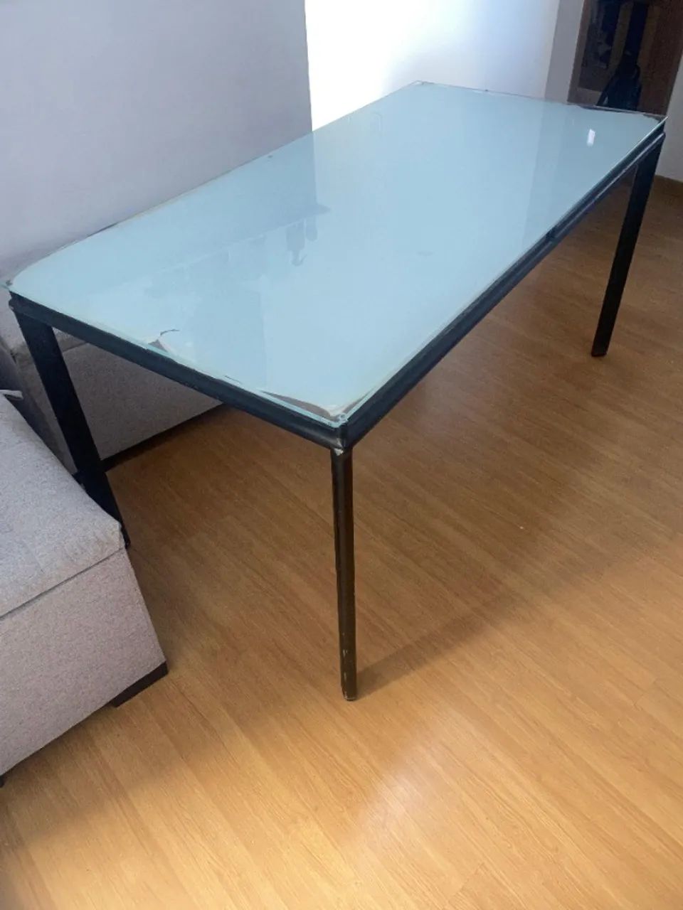 Mesa de jantar retangular com tampo de vidro - Foto 3