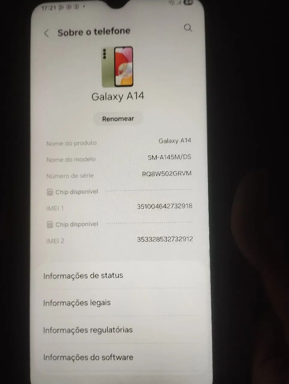 Vendo Samsung A14 em.preefeito estado funcionando normalmente 