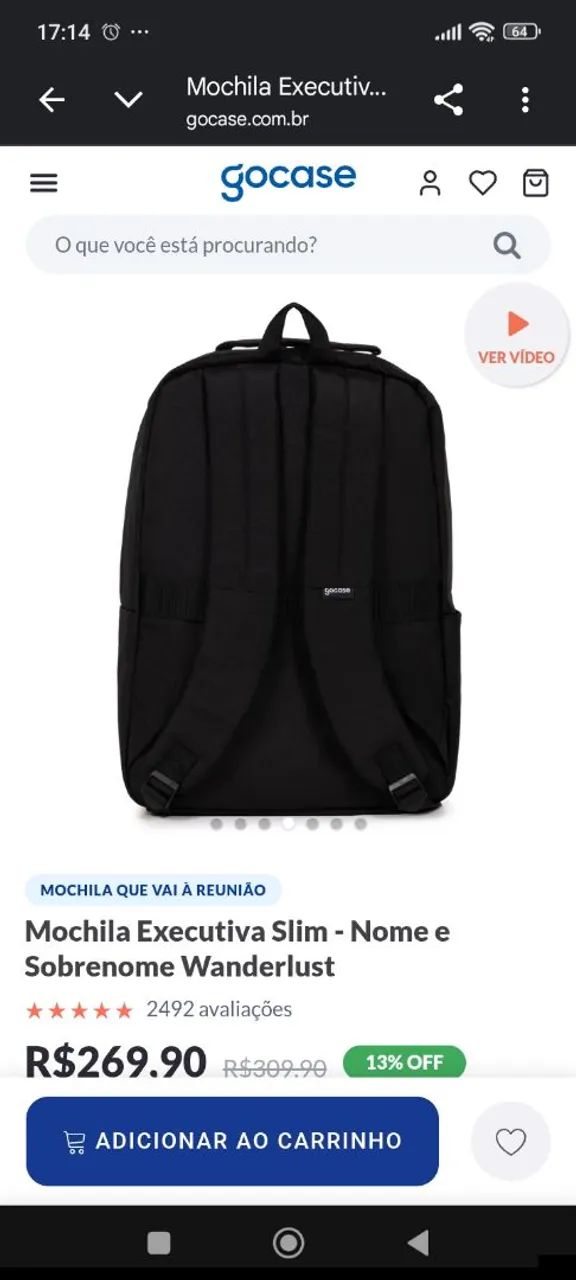 Mochila Executiva Slim Preta - Gocase - Foto 3