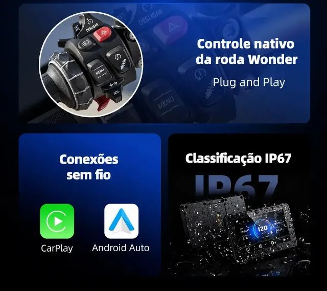 Carplay Moto BMW 6.2 polegadas - Conexão pelo Joystick - Multimídia - Foto 5