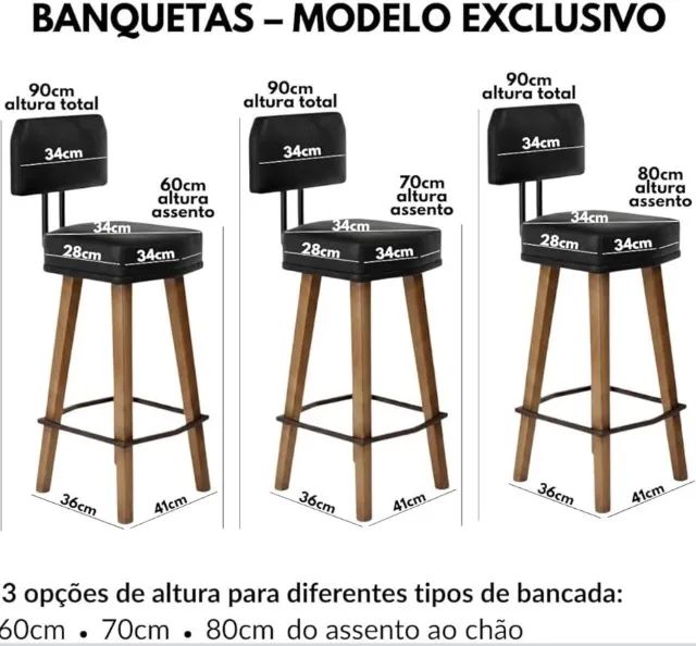 Kit com 3 banquetas altas  - Foto 3