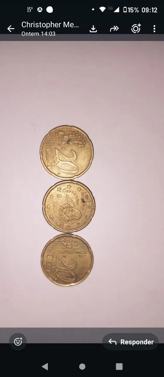 3 moedas 20 euro cent