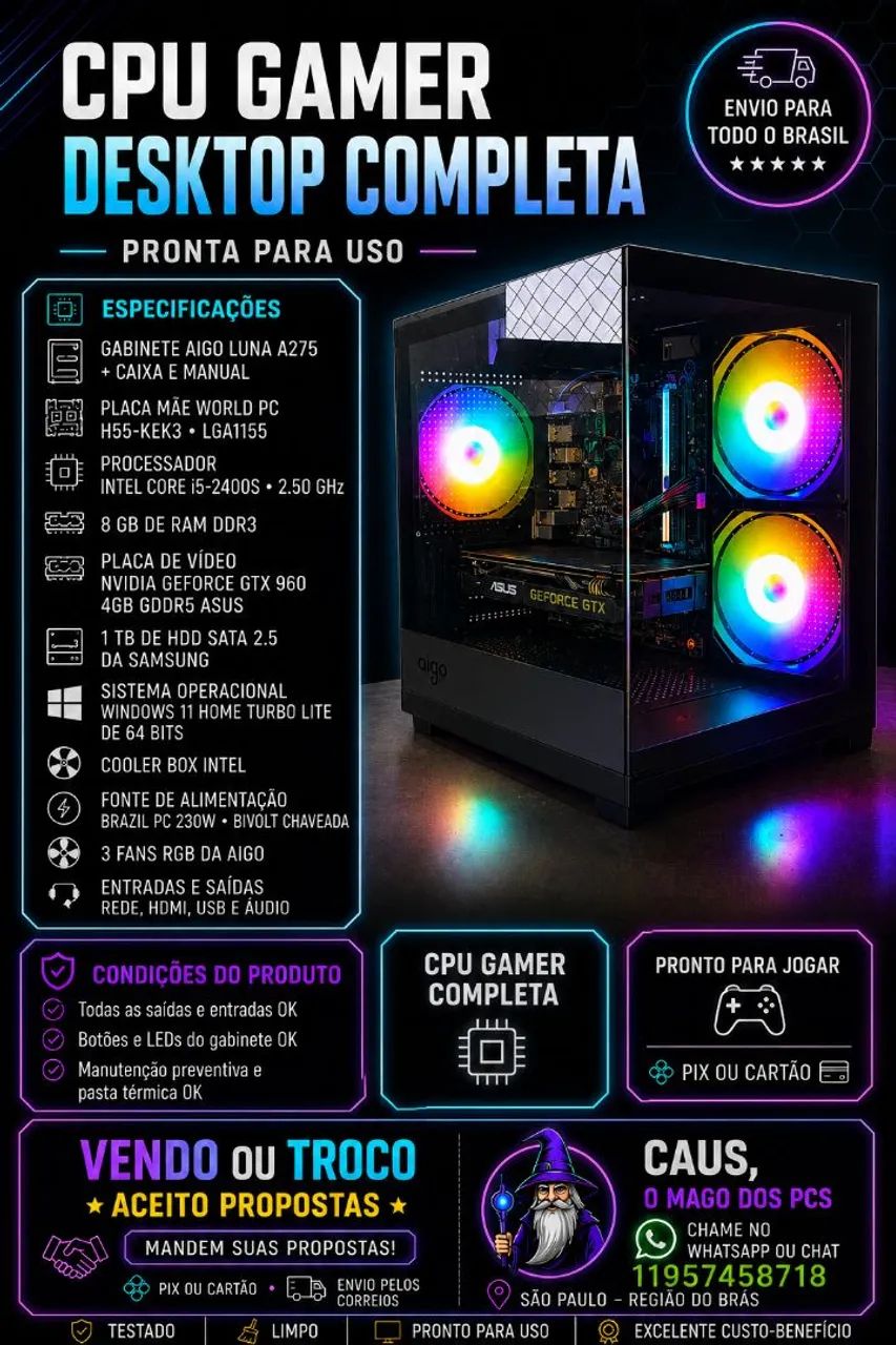 Cpu Gamer Completa - GTX 960 De 4gb  - Foto 5