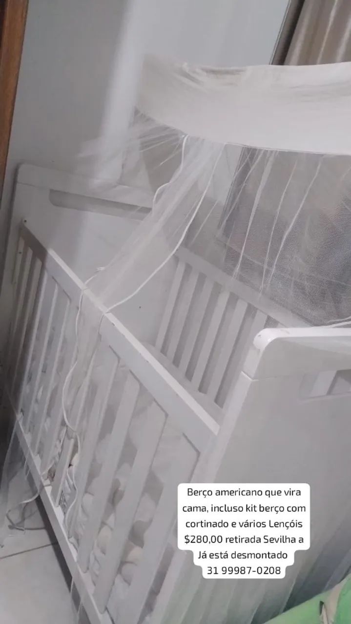 Berço americano que vira cama 