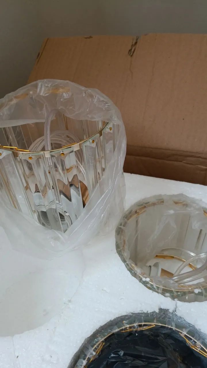 Lustre pendente Duplex Três Cabeças Cristal Rectangular - Foto 4