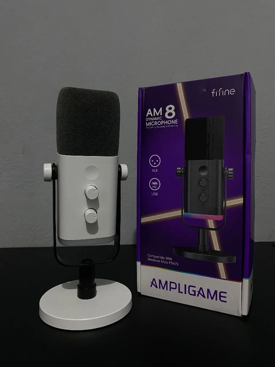 Microfone de mesa - Fifine ampligame AM8 - Branco RGB - Foto 5