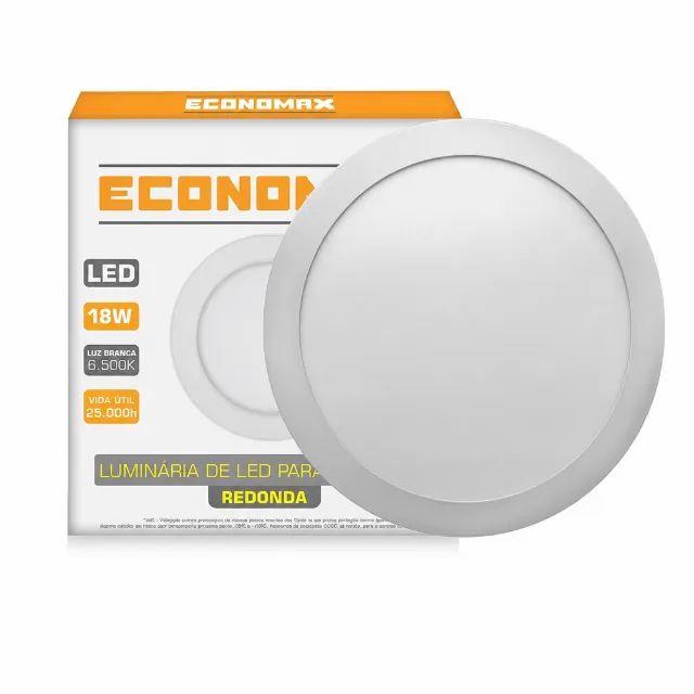 Painel Luminária Led Redondo Sobrepor Slim 18w 6500k BF  - WhatsApp: *