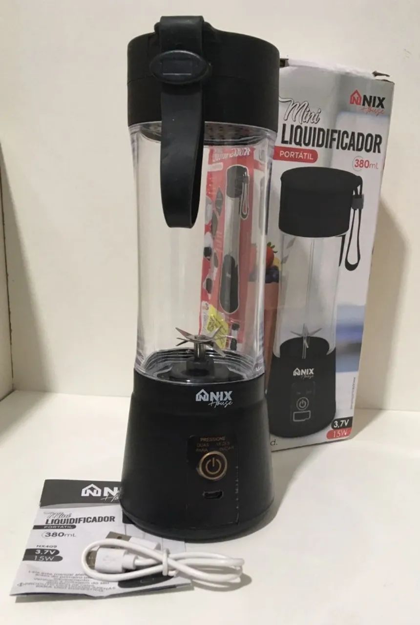 Mini Liquidificador Portátil Juice 6 Lâminas Inox Usb 380ml - NOVO