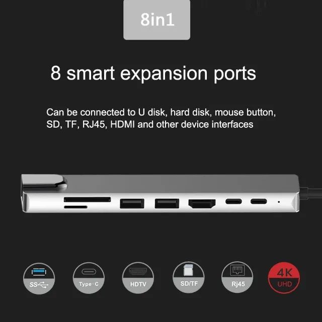Hub Bakeey 8 Em 1 Para Macbook Pro Thunderbolt Usb C Hdmi 4k - Foto 4