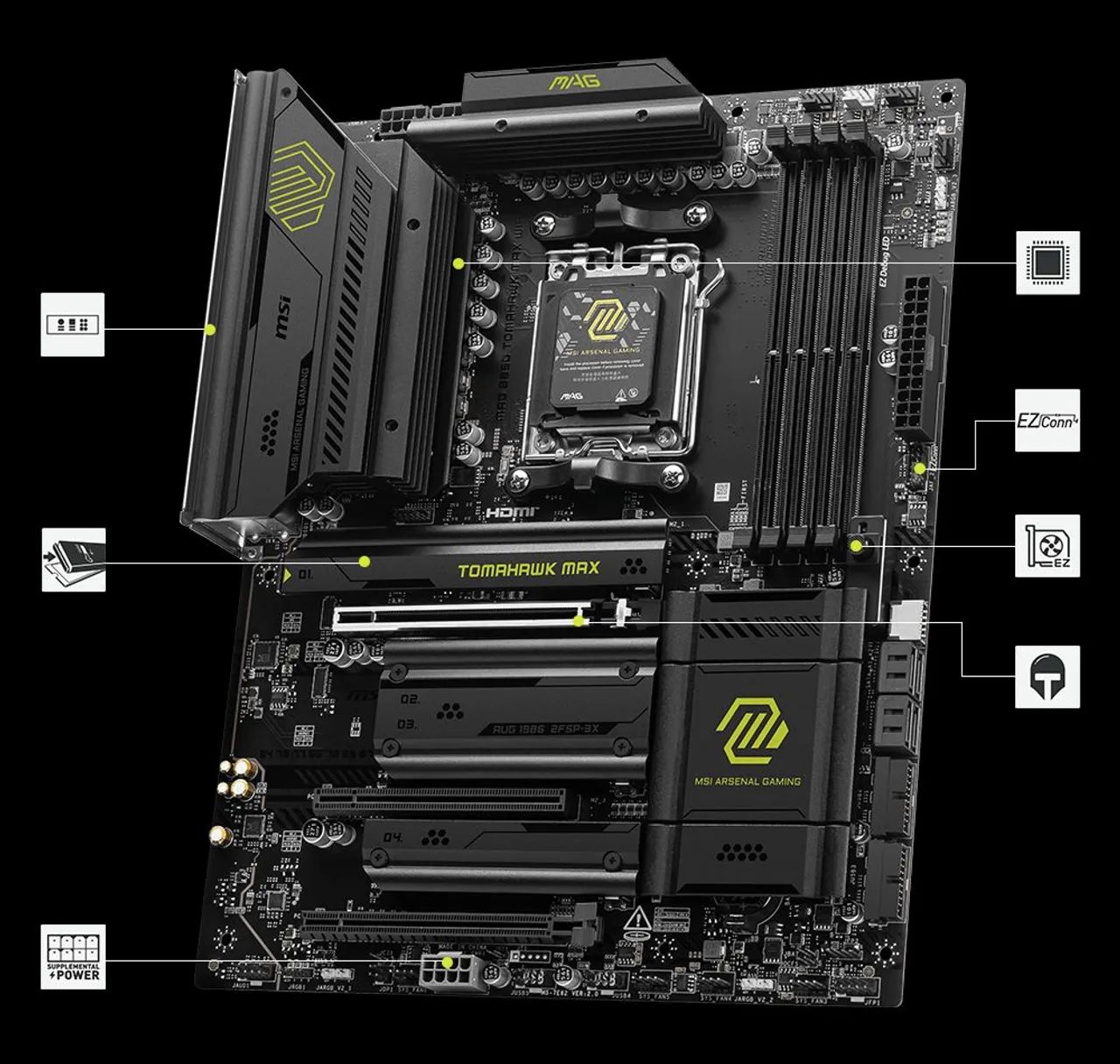 Placa Mãe AM5 MSI MAG B850 TOMAHAWK MAX WIFI - Foto 3