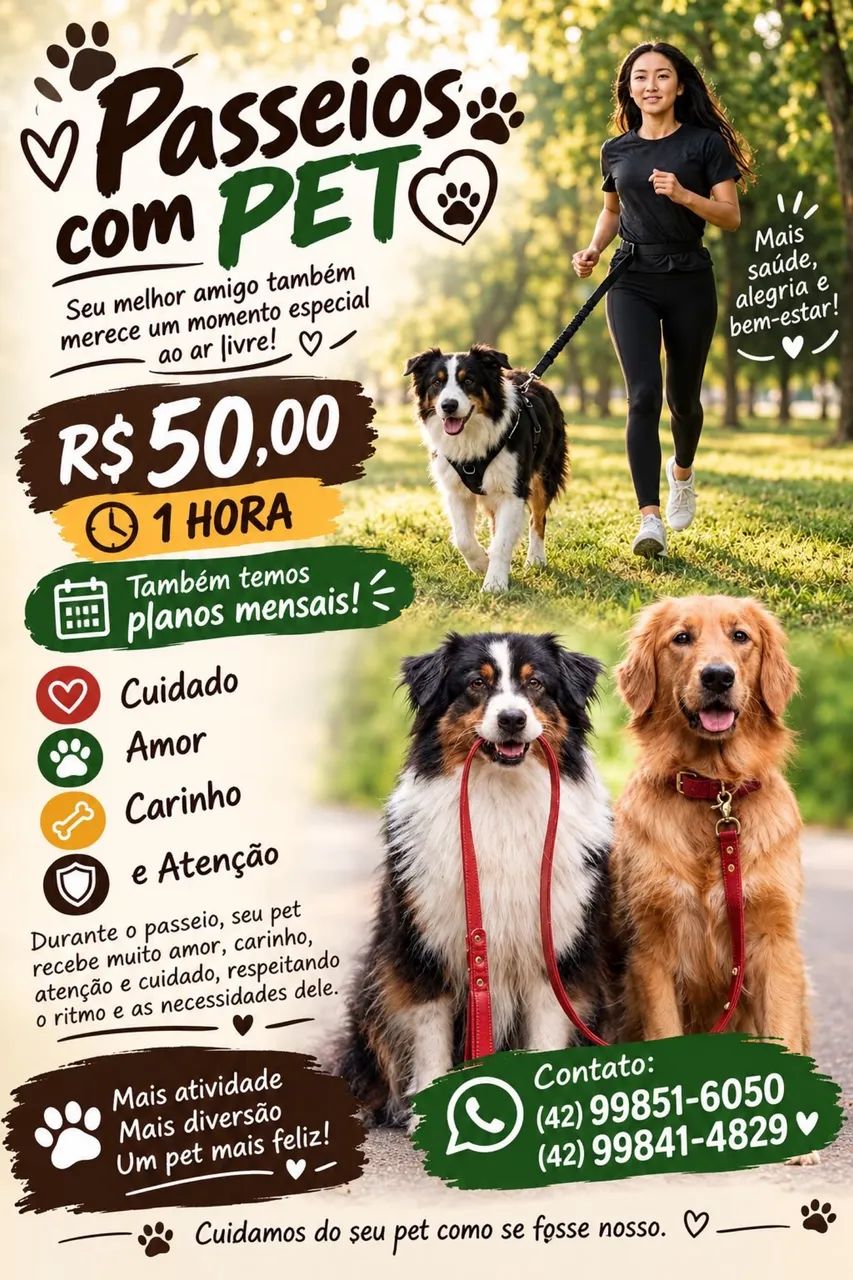 ?PASSEIO com PET ? CARINHO, CUIDADO E DIVERSÃO!?