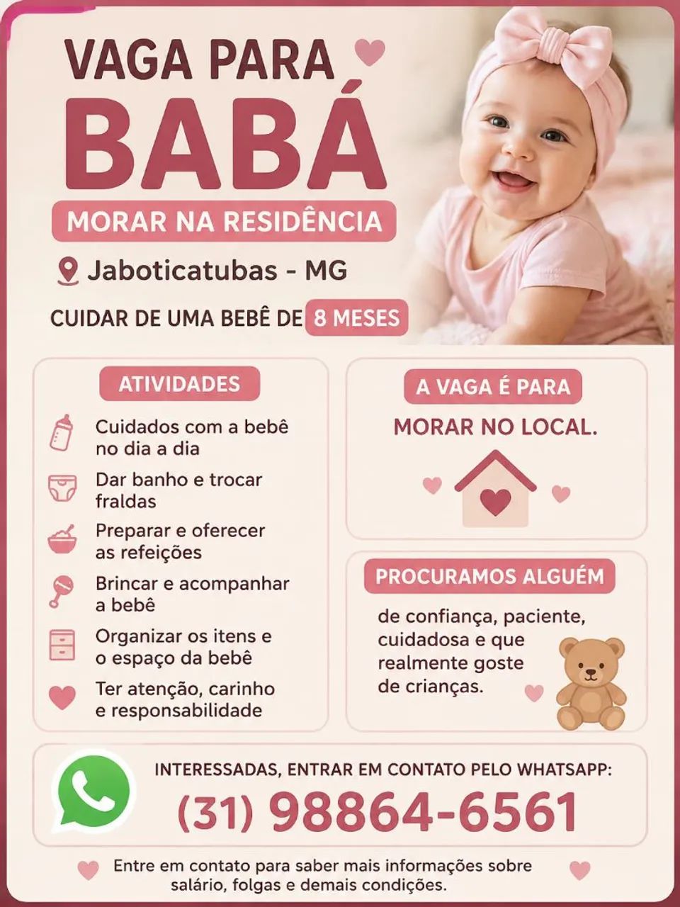 Procuramos baba disponível