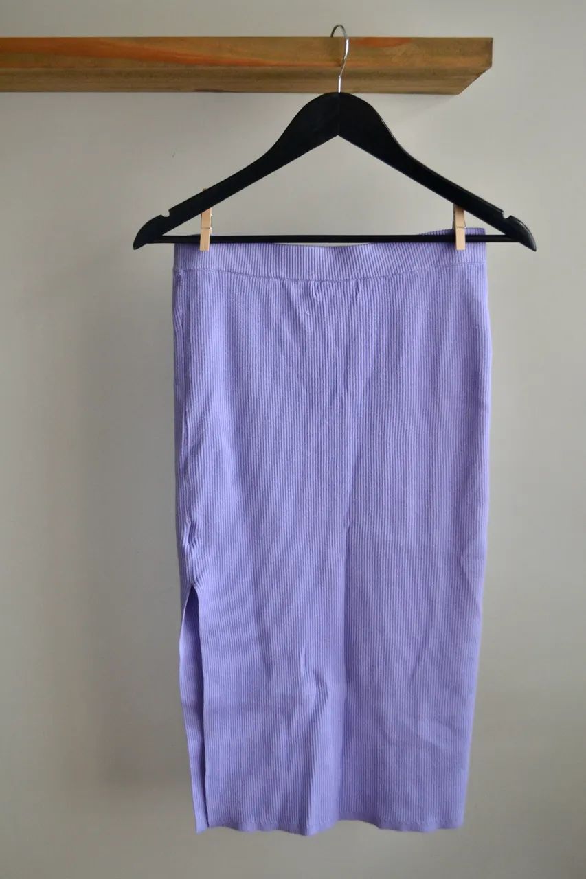 Saia stretch roxa midi elegante - Foto 2