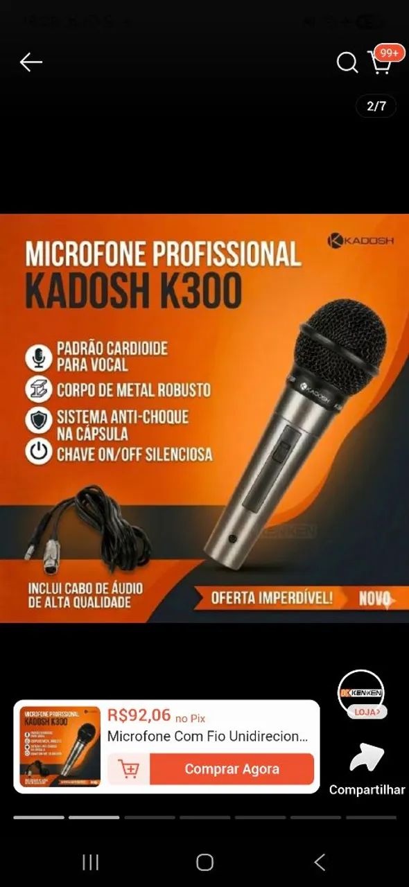 Microfone com fio kadosh