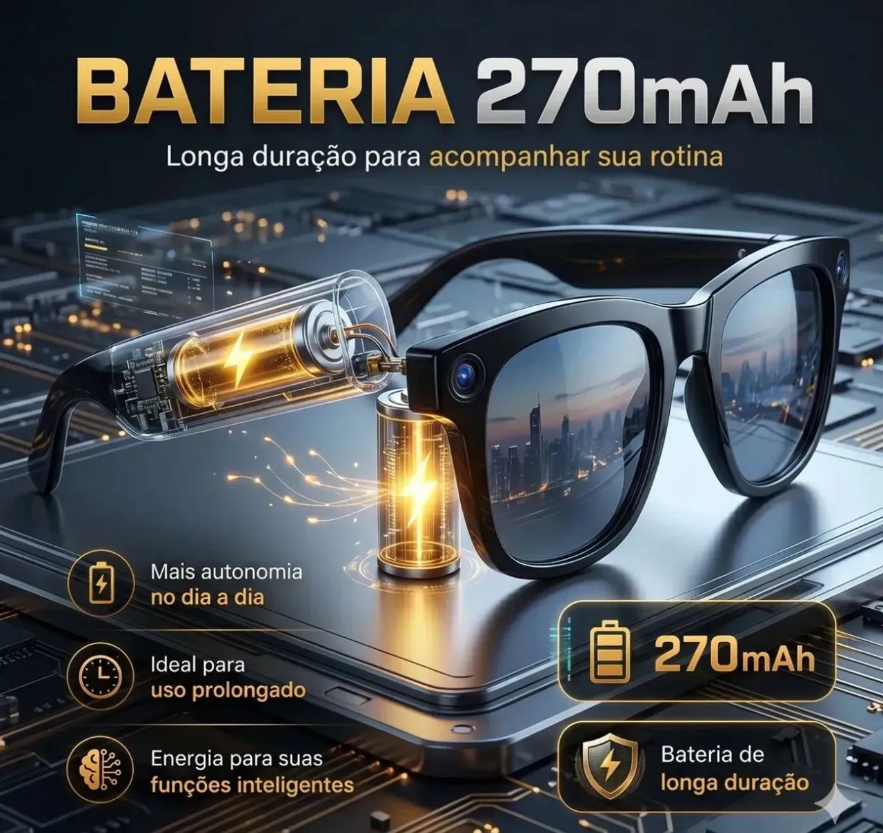 Oculos Inteligente com Câmera 4K e Kit 3 Lentes - Foto 4