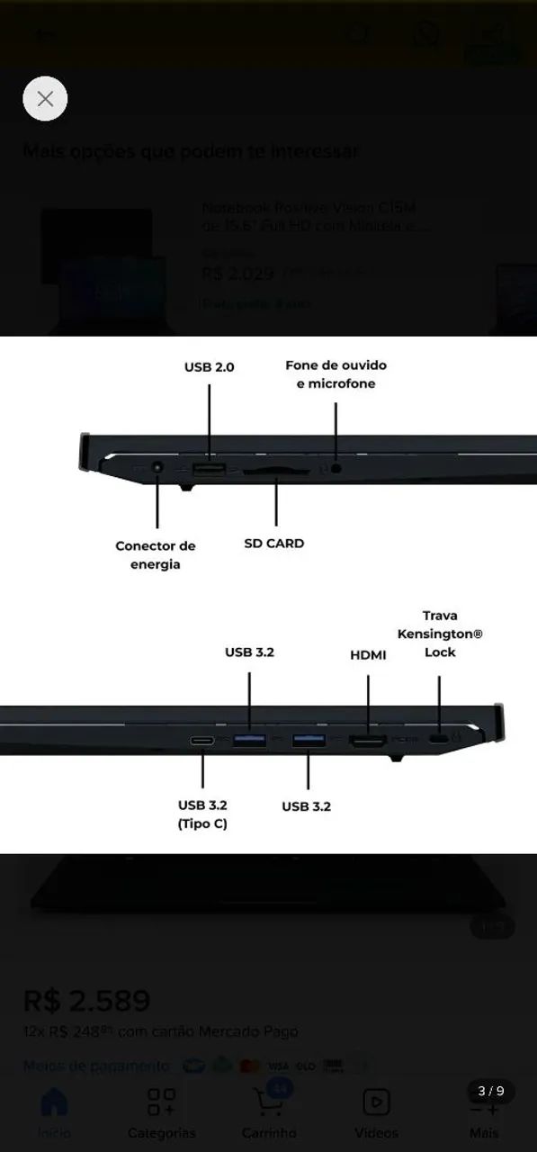Notebook positivo i3 13° 8gb ram 256gb ssd m2 - Foto 2