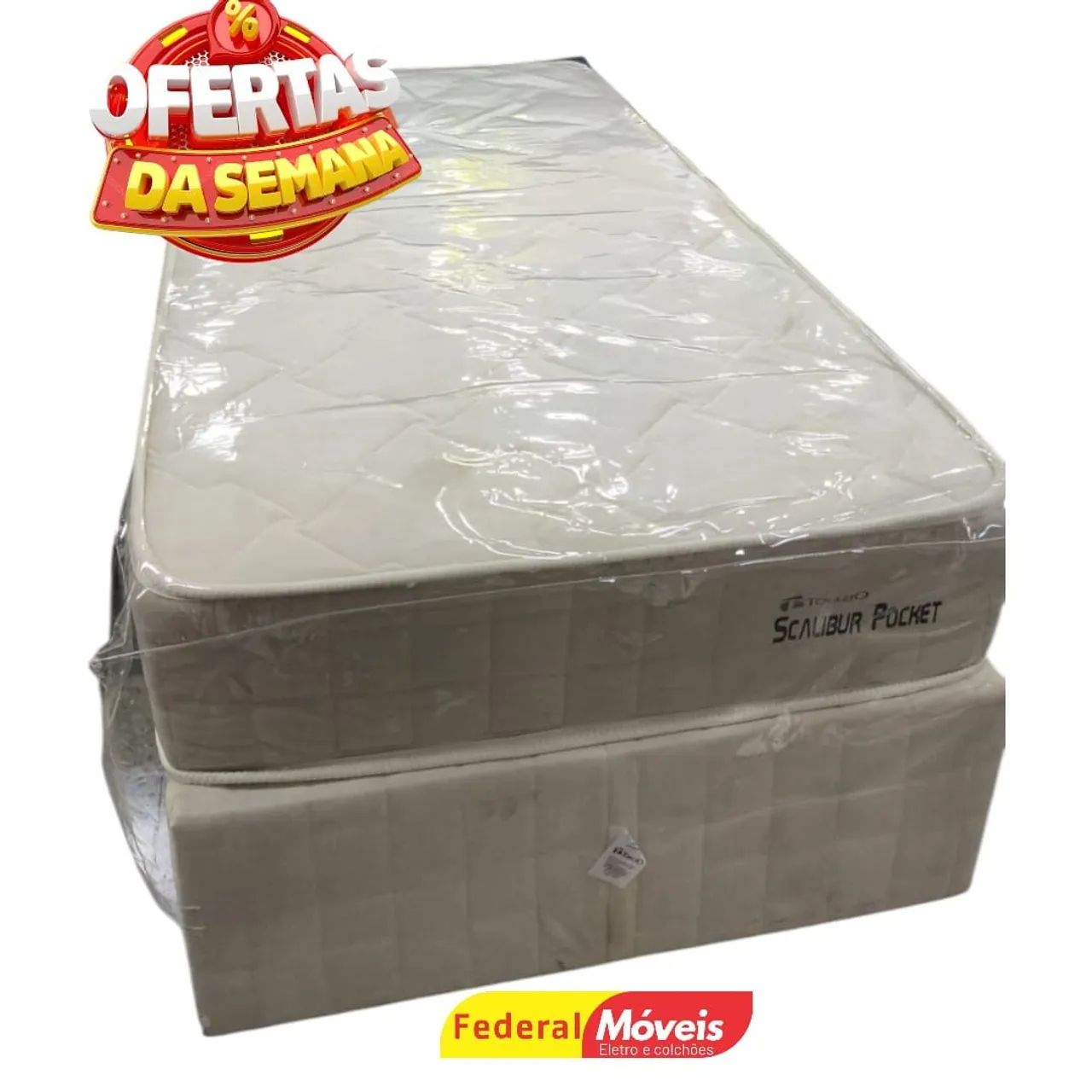 Cama Solteiro Colchão e Base Bege 88x188cm - Chama no WhatsApp 