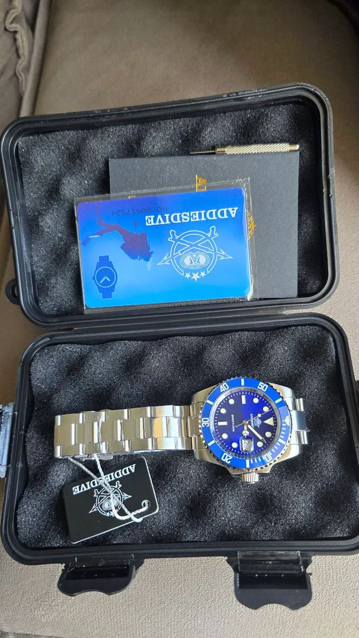 Relógio addiesdive mergulho azul (submariner) 41mm zero sem uso completo - Foto 3
