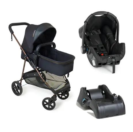 Carrinho de bebê com moisés e bebê conforto em ótimo estado