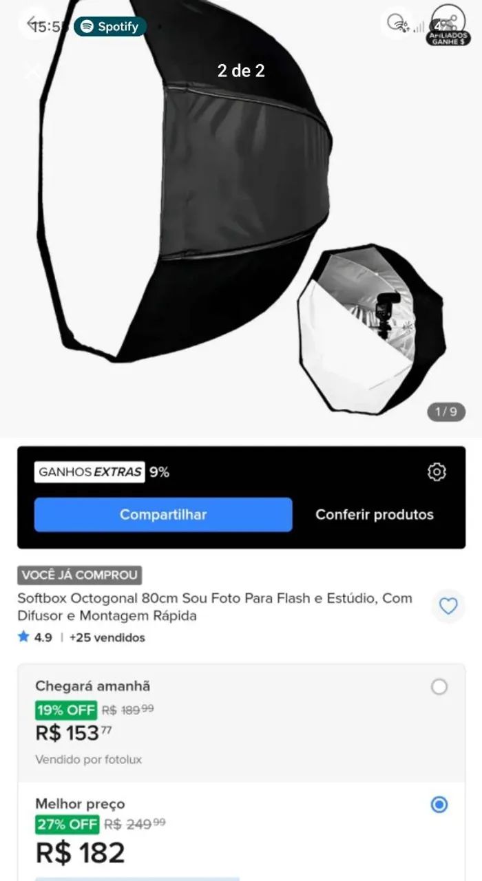 Softbox octagonal 80cm com tripé  - Foto 2
