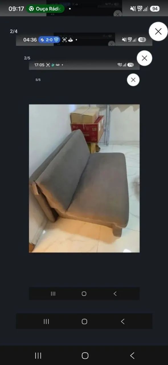 Sofá cama cinza. Tá Perfeito!