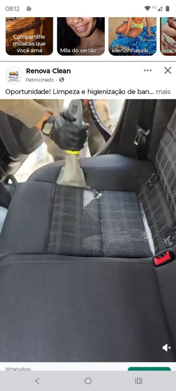Limpeza dos bancos do carro 