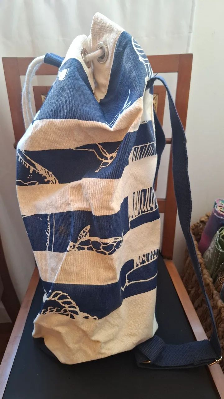 Mochila saco estilo marinheiro em canva - Foto 3