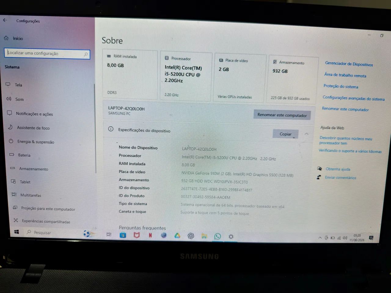NOTEBOOK SAMSUNG EXPERT X23 - CORE i5 - 8GB RAM - NVIDIA GEFORCE - 1TB - Foto 3