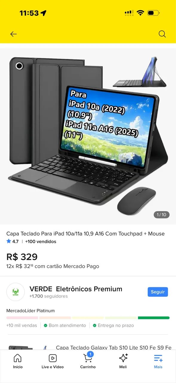 iPad 11ª Geração A16 128GB Wi-Fi + Teclado + Mouse + Capinha - Foto 3